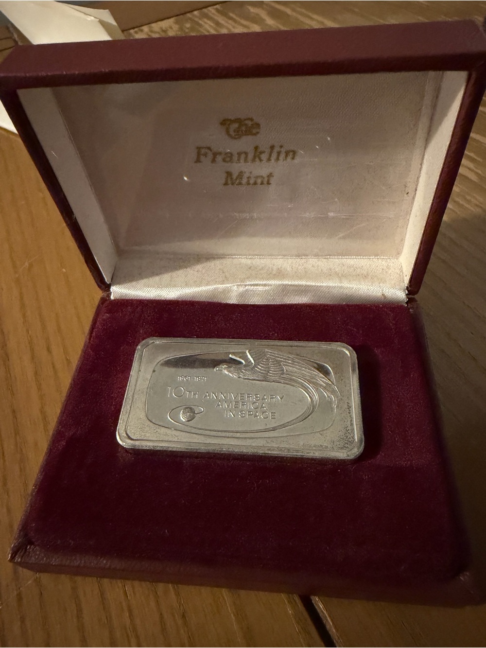 Franklin Mint Silver Commemorative Bar with Space Eagle Motif
